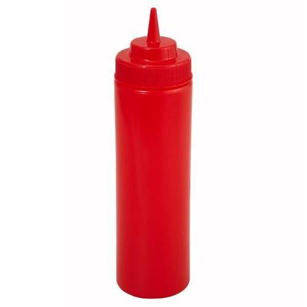 Winco 12 oz Red Wide Mouth Squeeze Bottle PSW-12R